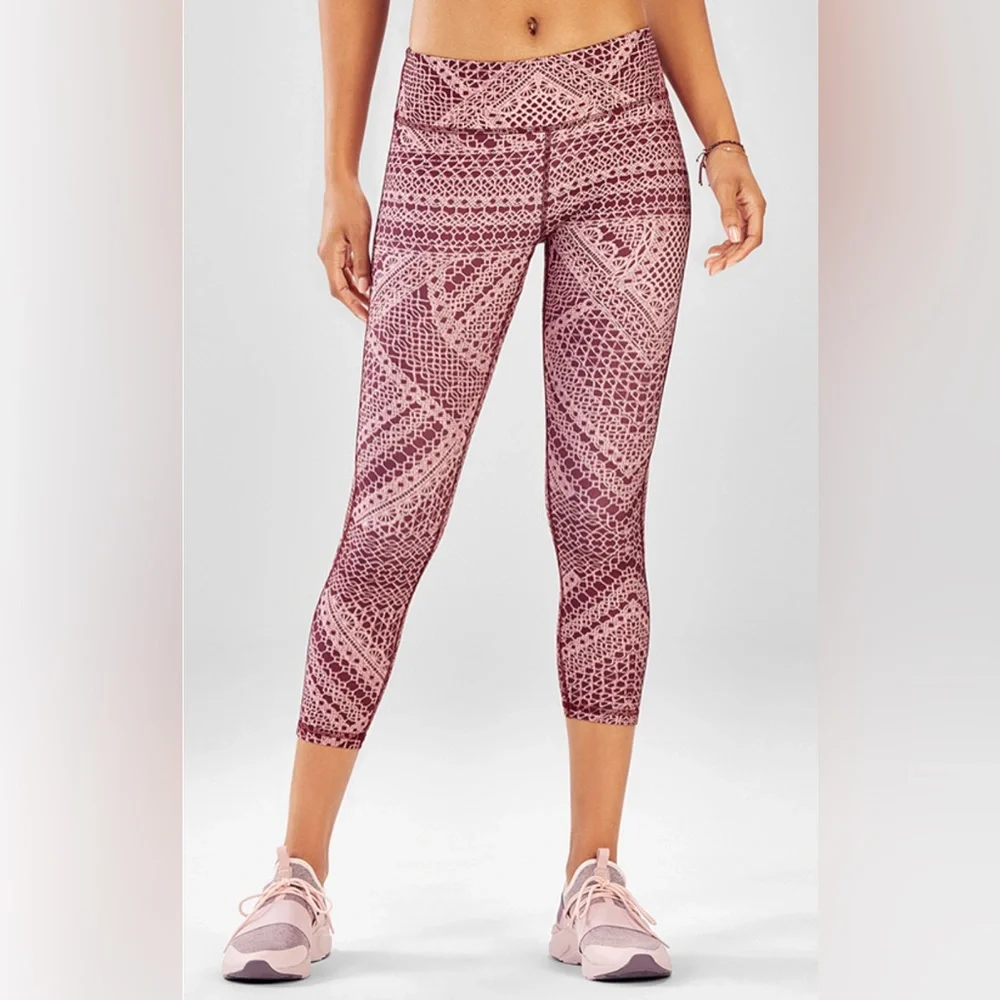 Fabletics Mid Rise Printed PureLuxe Capri Leggings Veranda E - Picture 2 of 5